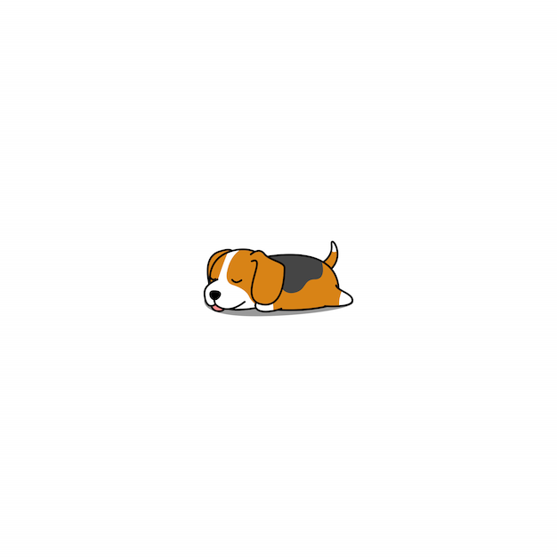 Vecteur dessin animé endormi mignon chiot beagle