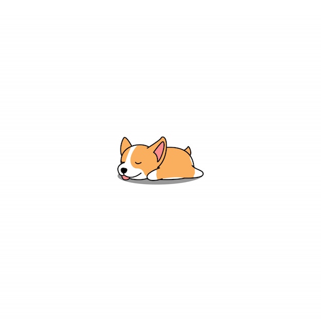 Vecteur dessin animé endormi mignon chiot corgi gallois