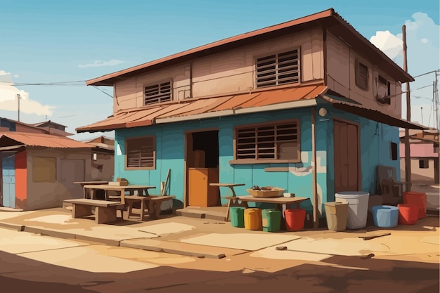 Vecteur dessin animé de la favela des bidonvilles du brésil