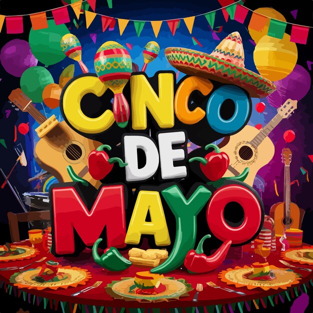 Vecteur un dessin animé et festif pour célébrer le cinco de mayo