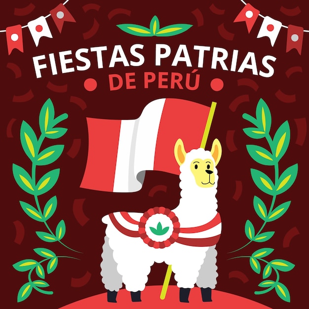 Vecteur dessin animé fiestas patrias de pérou illustration