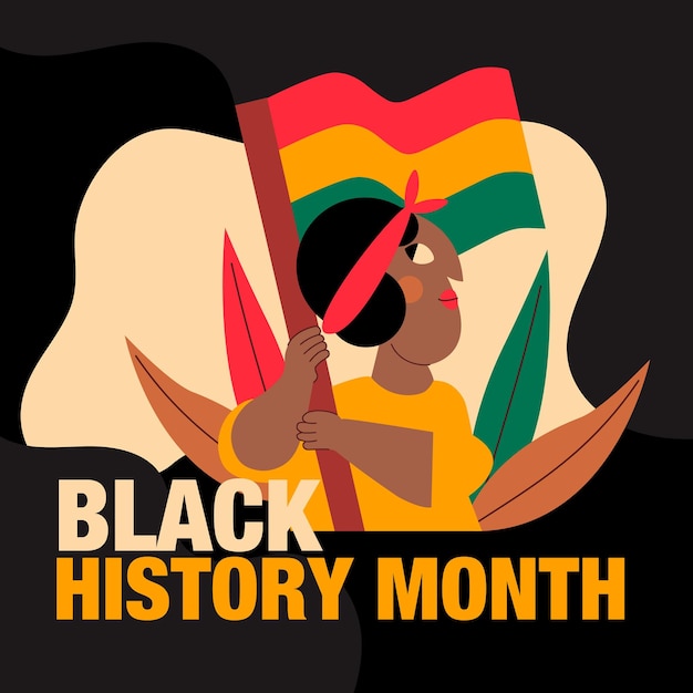 Dessin Animé Fille Africaine Tenant Le Drapeau De L'afrique Du Sud Vecteur Mois De L'histoire Des Noirs