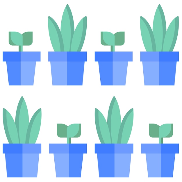 Dessin Animé Fleur En Pot Sprout Plat Seamless Pattern