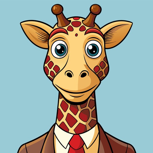 Vecteur un dessin animé d'une girafe avec une cravate et un costume dessus