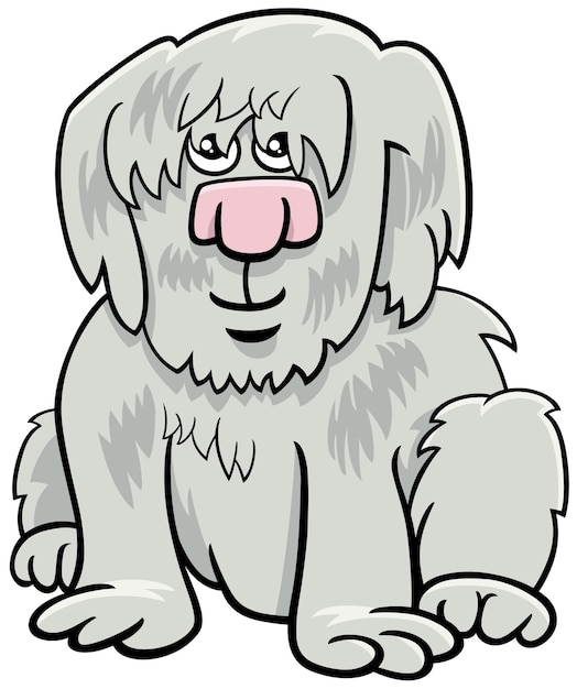 Dessin Animé Gris Hirsute Chien Personnage Animal Comique