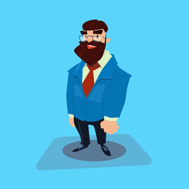 Vecteur dessin animé homme d'affaires barbu