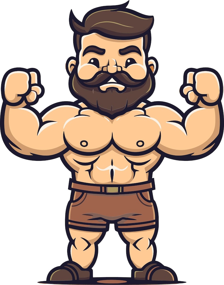 Vecteur un dessin animé d'un homme avec une barbe et sans chemise