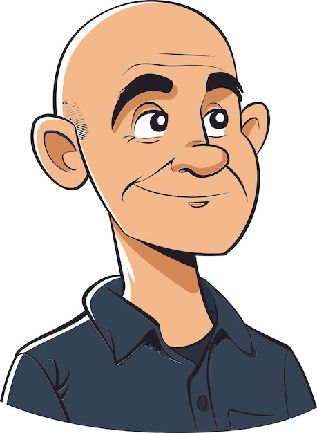 un dessin animé d'un homme à la tête chauve