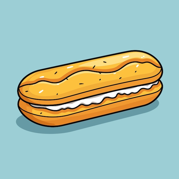 Vecteur un dessin animé d'un hot-dog sur fond bleu.