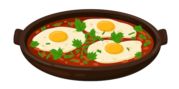 Vecteur dessin animé huevos rancheros cuisine mexicaine illustration vectorielle cuisine mexicaine traditionnelle