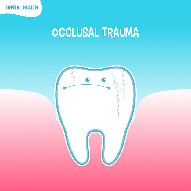 Dessin Animé Icône De Mauvaise Dent Avec Un Traumatisme Occlusal