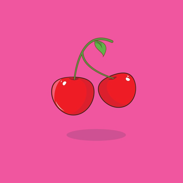 Dessin animé d'illustration vectorielle de cerise mignon et frais