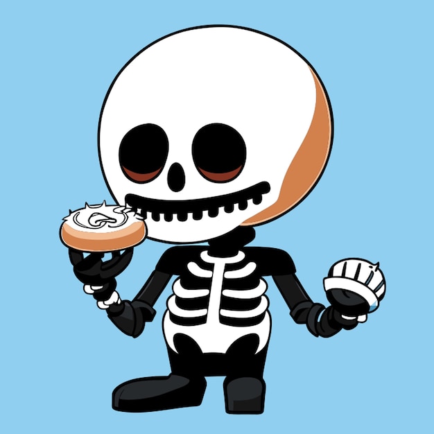 Vecteur dessin animé d'illustration vectorielle du squelette de donut