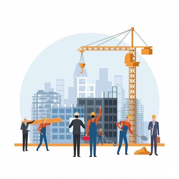 Dessin animé ingénieur en construction