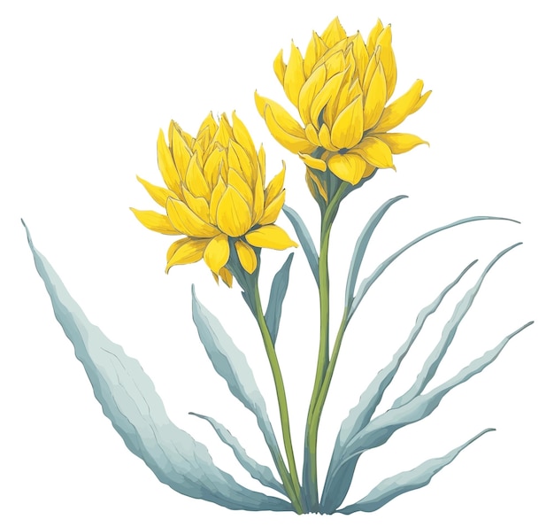 Dessin Animé Jaune Fleur De Jacinthe Hollandaise Clip Art Illustration Vectorielle