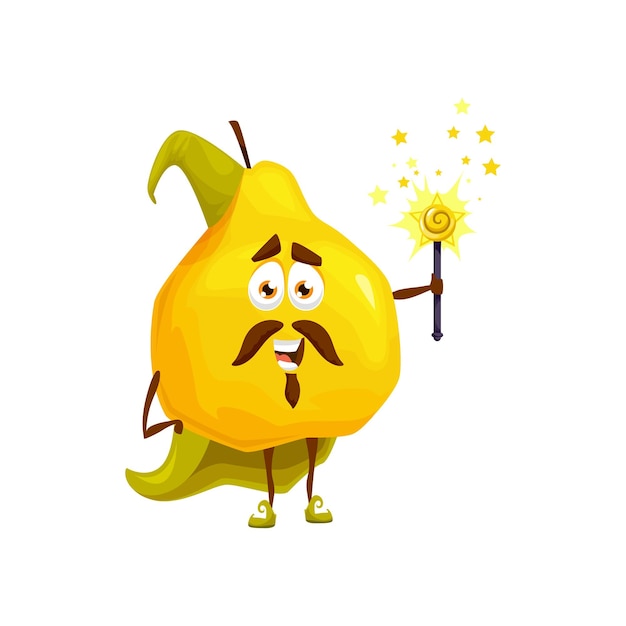 Dessin Animé Jaune Poire Fruit Assistant Personnage Coing