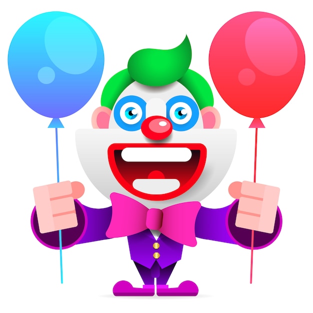 Vecteur dessin animé joyeux clown entre enfants illustration vectorielle
