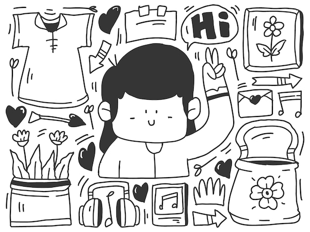dessin animé kawaii doodle conception de la saint-valentin