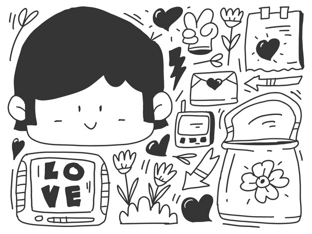 dessin animé kawaii doodle conception de la saint-valentin