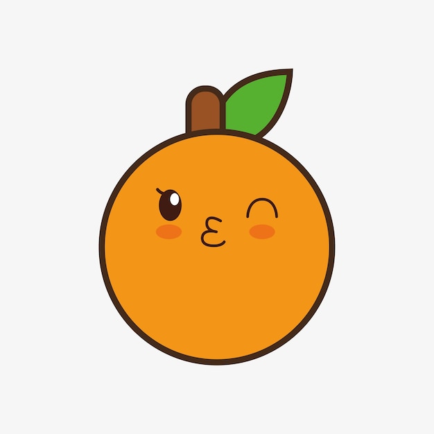 Dessin Animé Kawaii Orange Souriant Icône De La Nourriture Saine