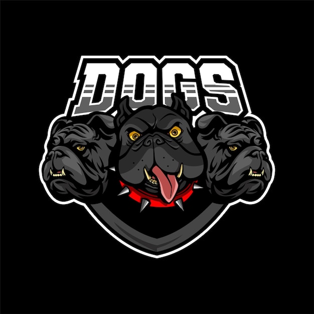 Dessin Animé De Logo De Mascotte De Chiens De Tête