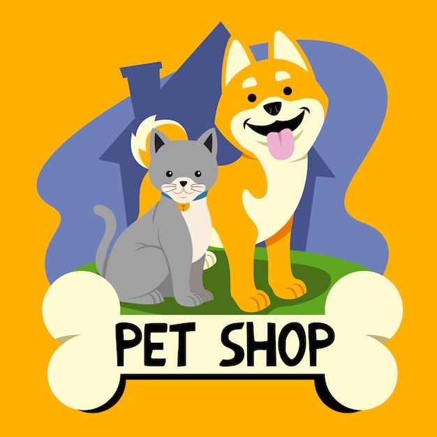 Vecteur dessin animé logo petshop