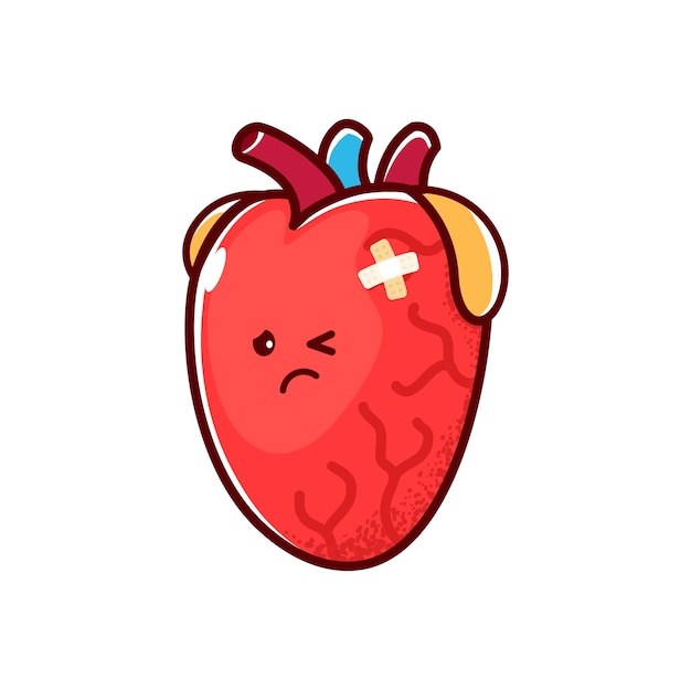 Dessin Animé Malheureux Coeur Malade Caractère Coeur Triste