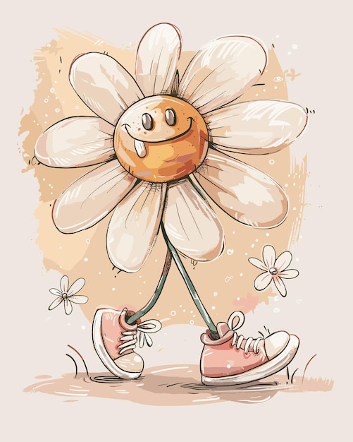 dessin animé marguerite avec des baskets illustration vectorielle eps10