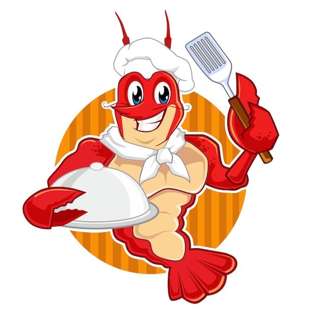 Vecteur dessin animé de mascotte de chef de homard en vecteur