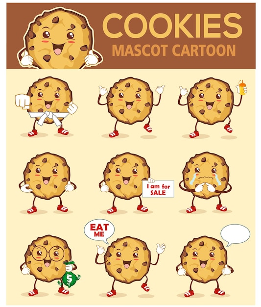 Vecteur dessin animé de mascotte de cookies