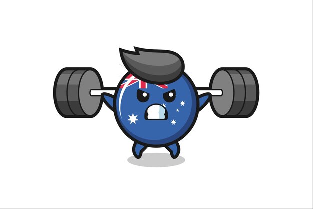 Dessin Animé De Mascotte D'insigne De Drapeau Australien Avec Une Barre, Un Design De Style Mignon Pour Un T-shirt, Un Autocollant, Un élément De Logo