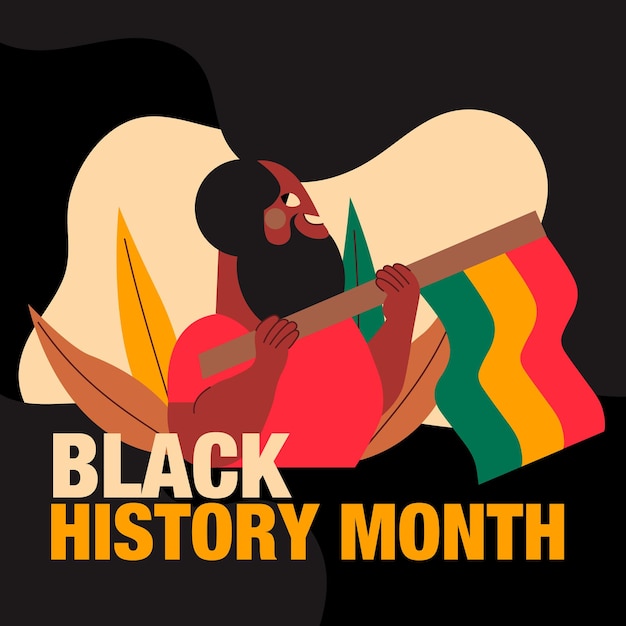 Dessin animé mec africain avec le vecteur du mois de l'histoire des noirs drapeau afrique du sud