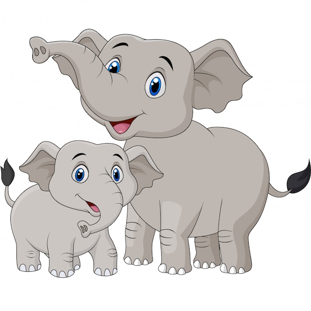 Dessin Animé Mère Et Bébé éléphant