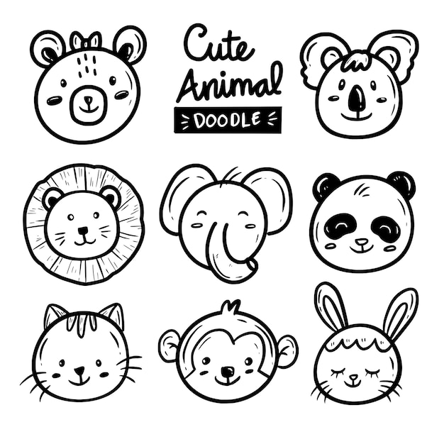 Comment dessiner des animaux (doodles tête d'animal facile) - Occuper Les  Enfants