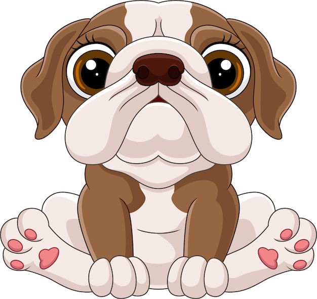 Vecteur dessin animé mignon bébé bouledogue assis