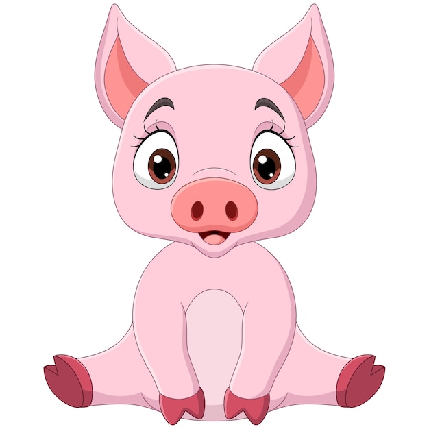 Dessin Animé Mignon Bébé Cochon Assis