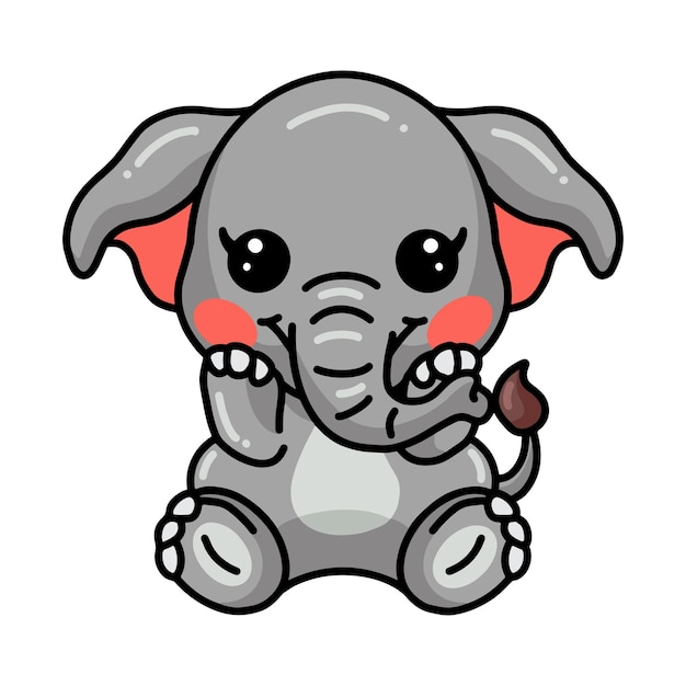 Dessin Animé Mignon Bébé éléphant Assis