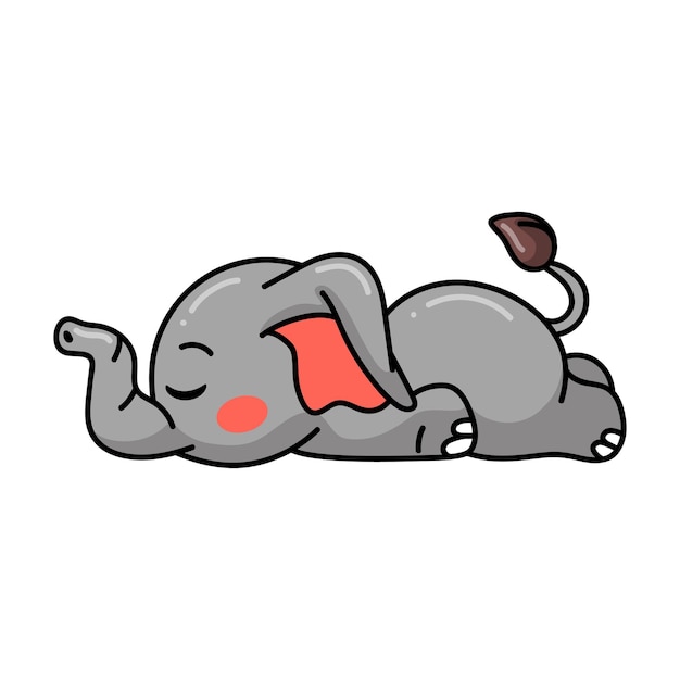 Dessin animé mignon bébé éléphant endormi