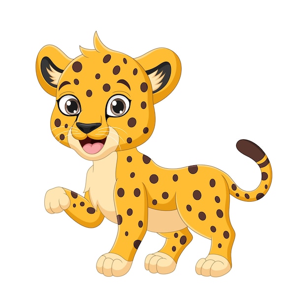 Dessin animé mignon bébé guépard sur fond blanc