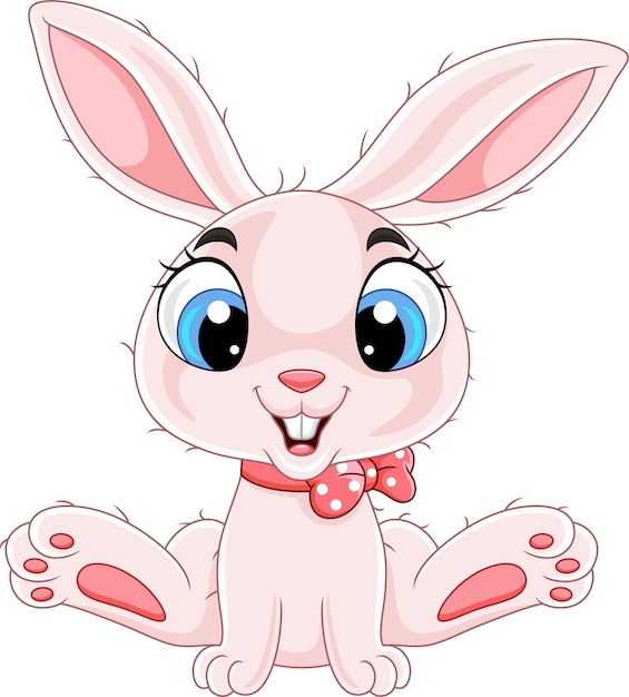 Dessin Animé Mignon Bébé Lapin Assis