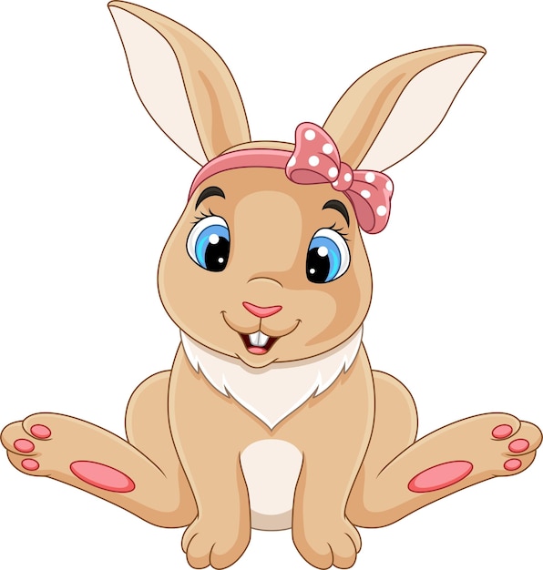 Dessin animé mignon bébé lapin assis
