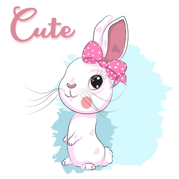 Dessin animé mignon bébé lapin fille dessinés à la main