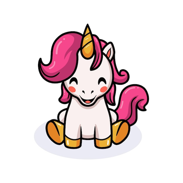 Dessin Animé Mignon Bébé Licorne Assis