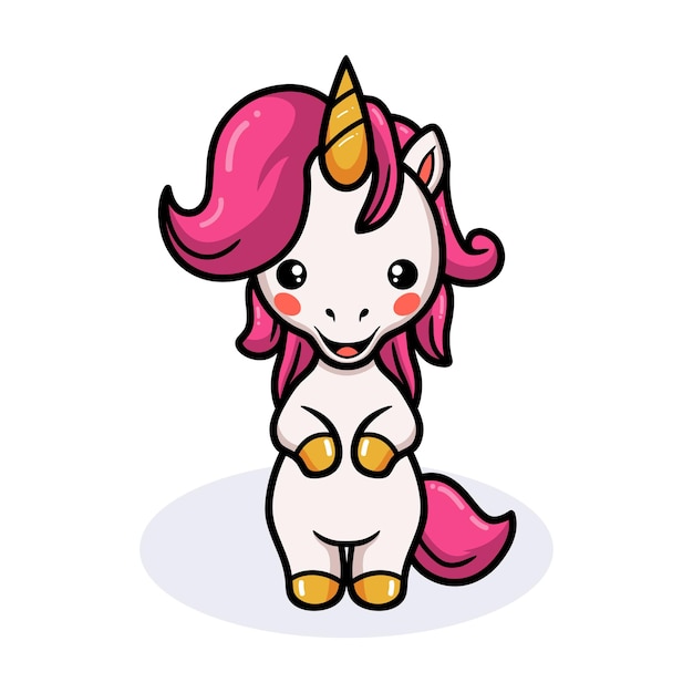 Dessin Animé Mignon Bébé Licorne Debout