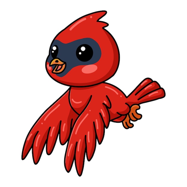 Vecteur dessin animé mignon bébé oiseau cardinal volant