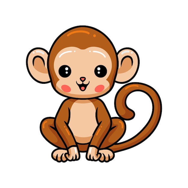 Dessin animé mignon bébé singe assis