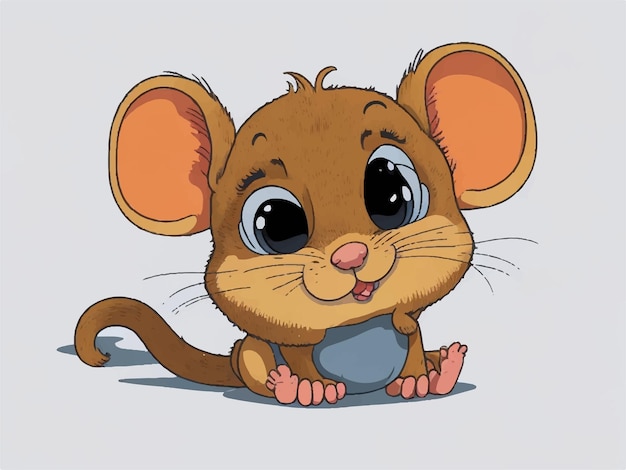 Dessin Animé Mignon Bébé Souris Assis Vecteur