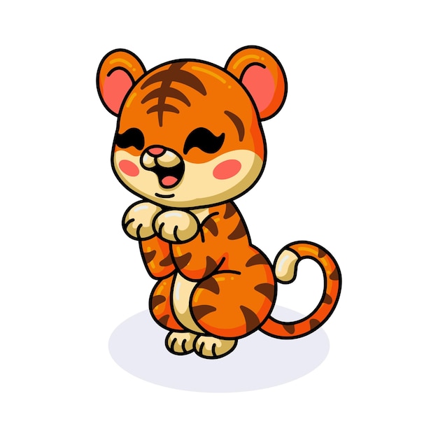 Vecteur dessin animé mignon bébé tigre debout