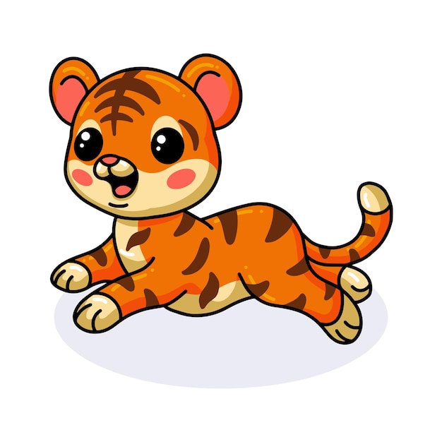 Dessin animé mignon bébé tigre sautant