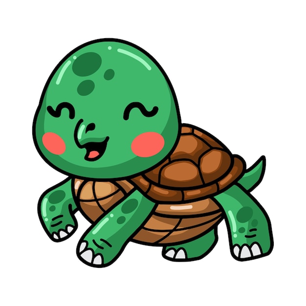 Dessin Animé Mignon Bébé Tortue Posant